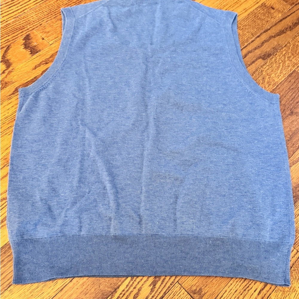 Brooks Brothers men’s size medium supima cotton blue v neck sweater vest - Picture 6 of 11